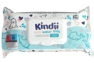 KINDII vlhčené obrúsky Pure Water 99% 60 ks