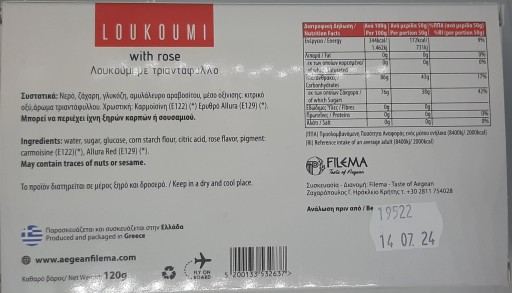 Príchuť gréckej loukoumi ruže 120g FILEMA