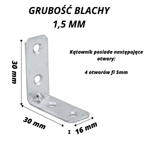 Spojka uhlovej stoličky 30 x 30 x 16 mm 10 ks