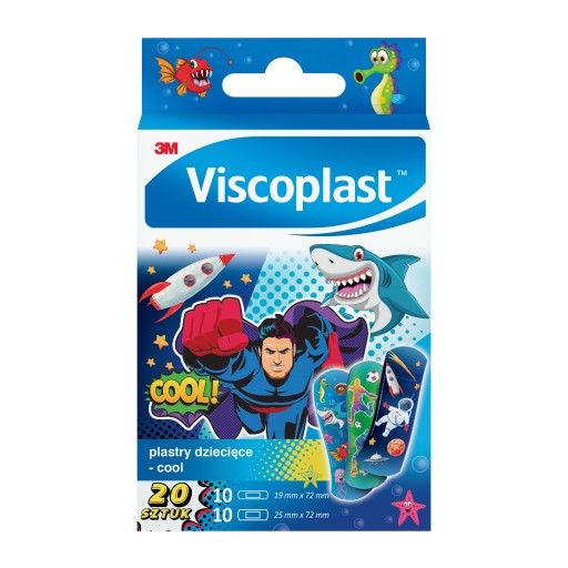 Dekorované náplasti Viscoplast Cool pre deti, 2 veľkosti, 20 kusov