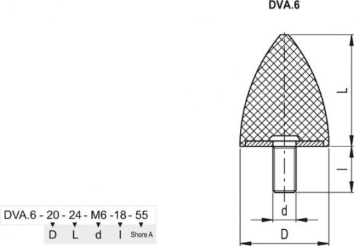 Vibroizolátor DVA.6-35-40-M8-23-55 - čap so závitom
