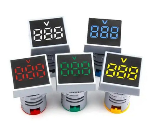 VOLTMETER 20-500VAC Štvorcový 29X29MM SKRUTKA PANELU BIELA