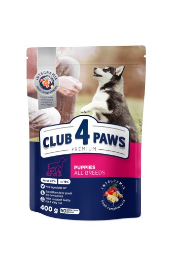 CLUB 4 PAWS suché krmivo pre šteňatá všetkých plemien s kuracím mäsom 400 g