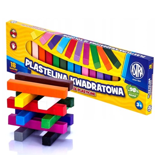 Štvorcová plastelína Astra 18 farieb do školy