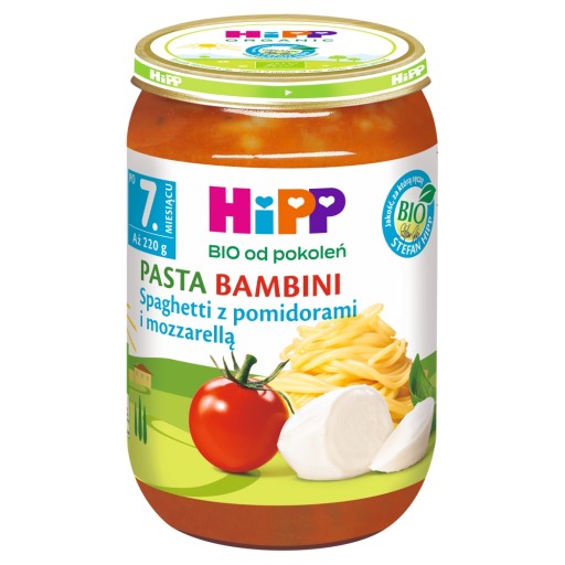 HiPP BIO Špagety s paradajkami a mozzarellou 220 g