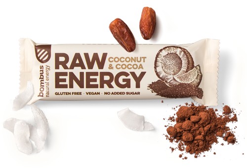 BOMBUS RAW ENERGY tyčinka kokos kakao BEZLEPKU