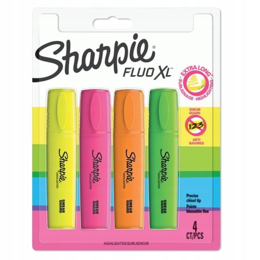 Fixka Sharpie Sada zvýrazňovačov 4 farieb FLUO XL
