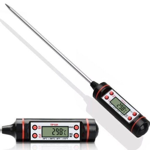DIGITÁLNY ELEKTRONICKÝ LED TEPLOMER KOLÍK PRE MÄSOVÉ PEČIVO 300°C KUCH.