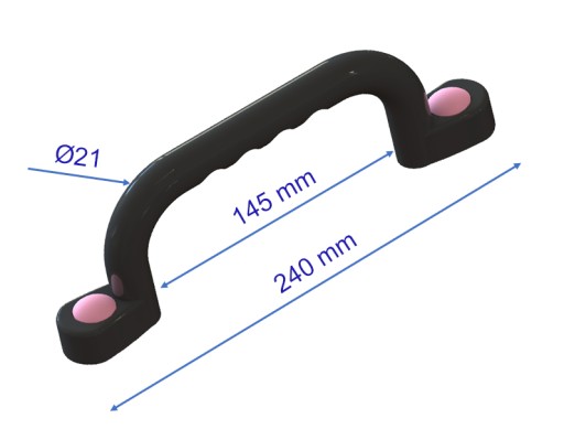 SLNKO - IHRISKO RÚČKY 240 mm - 2 ks SO SKRUTKAMI ČIERNA LPK