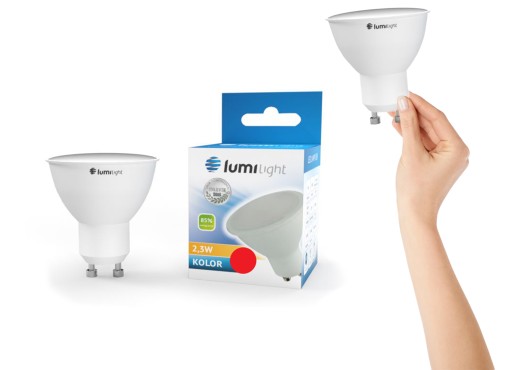 GU10 červená LED žiarovka 230V LL3777 LumiLight