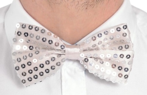 Flitrový motýlik Strieborný Flitrový motýlik Disco Elegantný Wodzireja Zapínaný