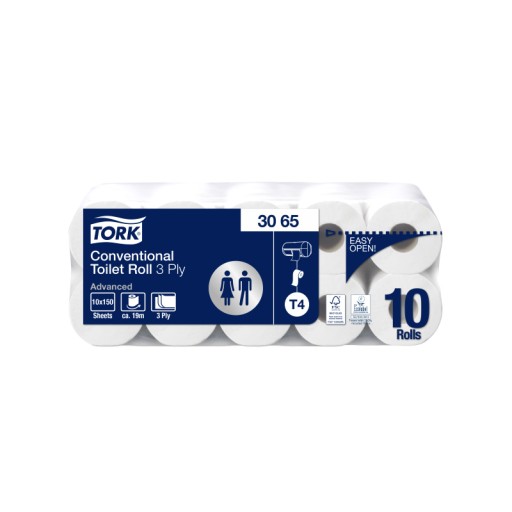 Tork 110792 - rolka toaletného papiera, 3-vrstvová, biela, T4 - 10 ks.
