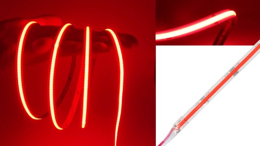 Neónový COB LED pás 12V ČERVENÝ 1m Homogénny