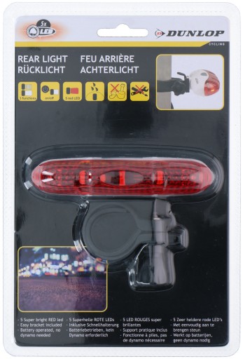 BICYKEL zadné svetlo Červená LED DUNLOP