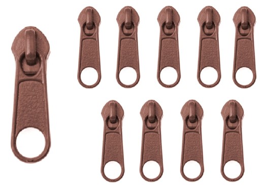 Kovový posúvač pre 5 mm špirálový páskovací stroj DARK BROWN 10 ks.