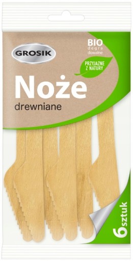 Jednorazové drevené nože GROSIK Bio, 6 kusov