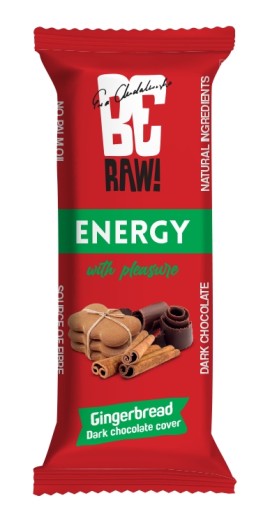 BeRAW Energy Gingerbread energetická tyčinka, perník, jednoduché zloženie, 40g