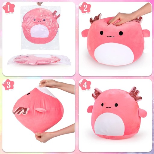 PLYŠOVÝ MASKOT PRE DETI axolotl kawaii 8 palcov ružový