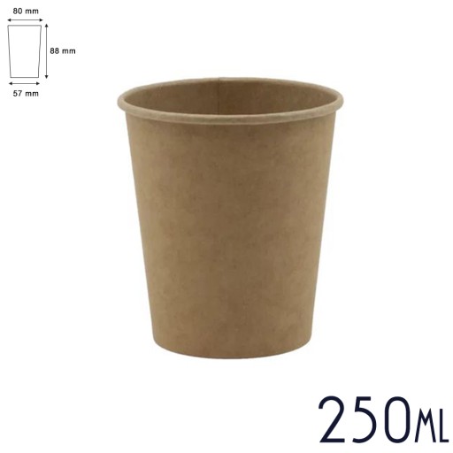 Kraft papierové šálky na kávu/čaj 250ml ø80mm 100 ks.