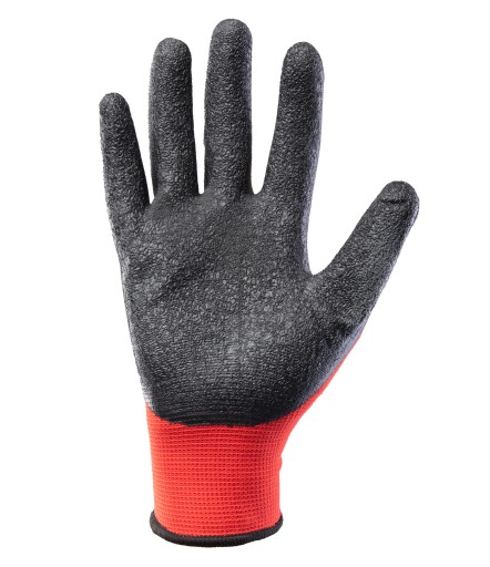 Rukavice VIP-ER RED, potiahnuté červenou farbou, veľkosť 10