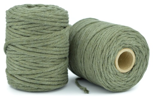 Krútená bavlnená makramé šnúra, 3mm, 20m, khaki