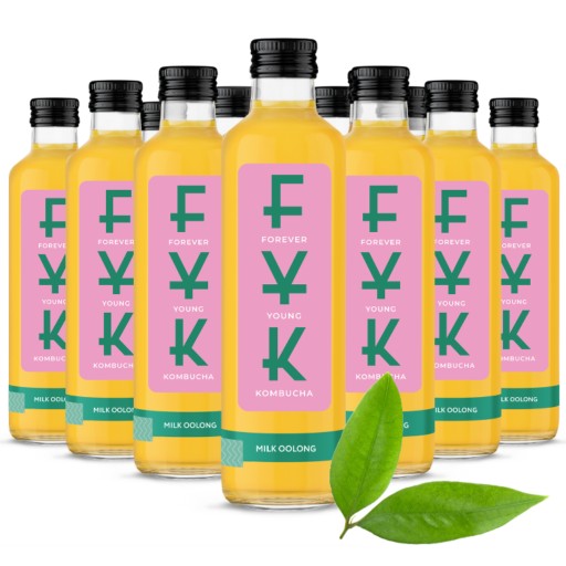 Kombucha Milk Oolong čaj 0,25l Forever Young FYK nápoj 250ml MLIEKO