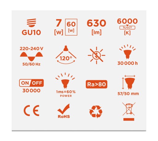 LED žiarovka GU10 7W studená 6000K