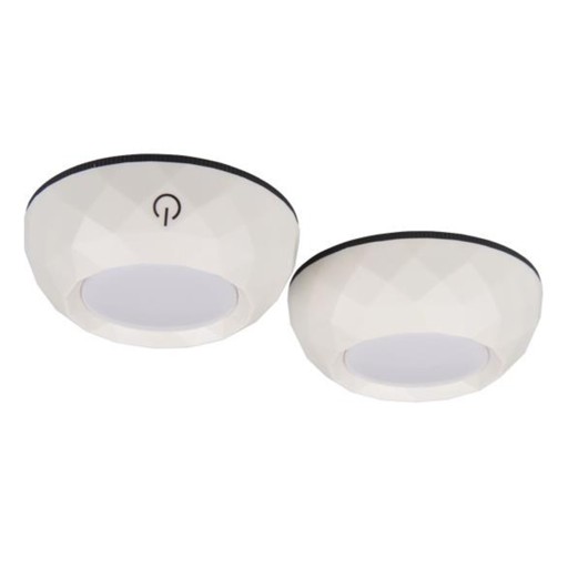 2x samolepiaca LED podskriňová lampa okrúhle, BIELE svetlo do skrine