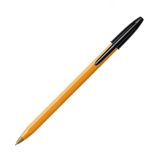 Oranžové guľôčkové pero Bic, čierne