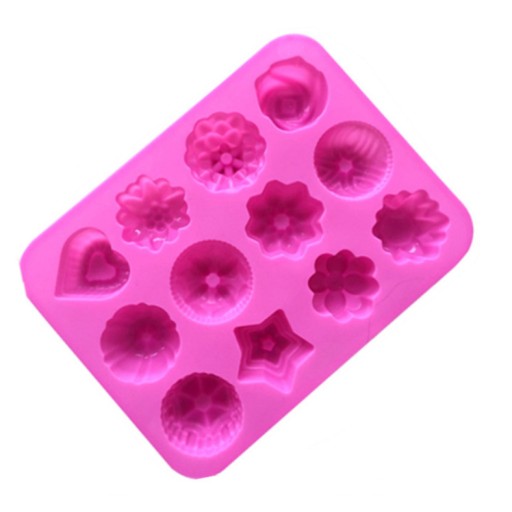 Silikónová forma na mydlo na voskové muffiny 12x mydlo Heart Star MF-102