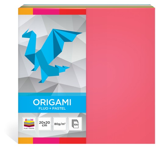 Farebný origami papier 20x20 100k FLUO PASTEL