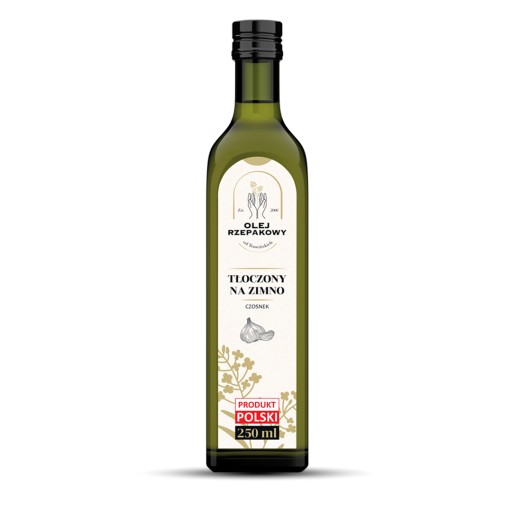 Za studena lisovaný repkový olej 250 ml s cesnakom