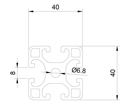 V-SLOT HLINÍKOVÝ PROFIL 40x40 200mm