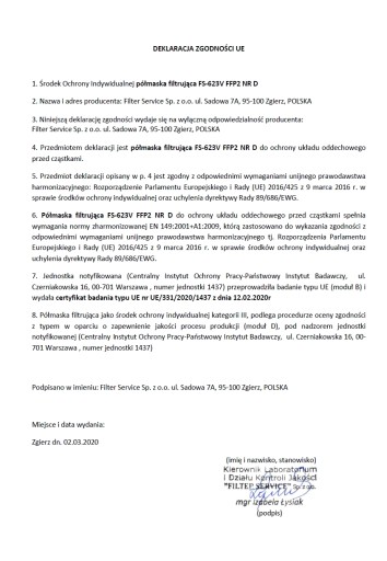 Filtračná polomaska s lisovaným ventilom FS-623V FFP2