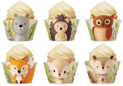 Podložky na muffiny Forest Friends, 6 ks