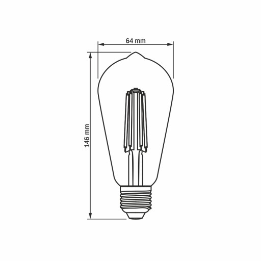 Videx Filament LED žiarovka, dekoratívna, E27, 6W, 550lm, stmievateľná