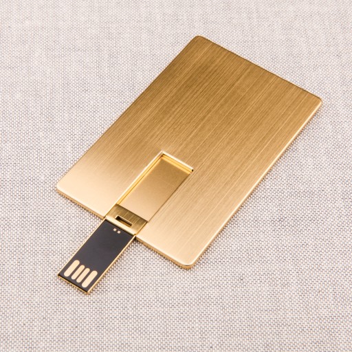 Kovová karta Pendrive 1 GB zlatá + gravírovanie