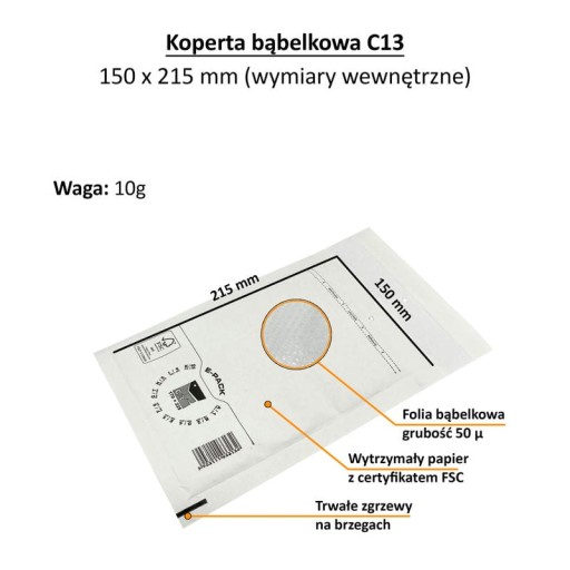 C13 bublinkové obálky 225x170 E-Pack silný BIELY x20