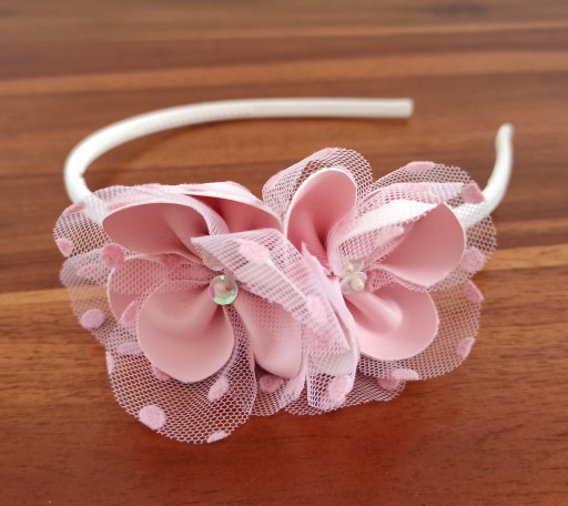 Púdrovo ružová čelenka s tylom pre dievčatá, elegantná