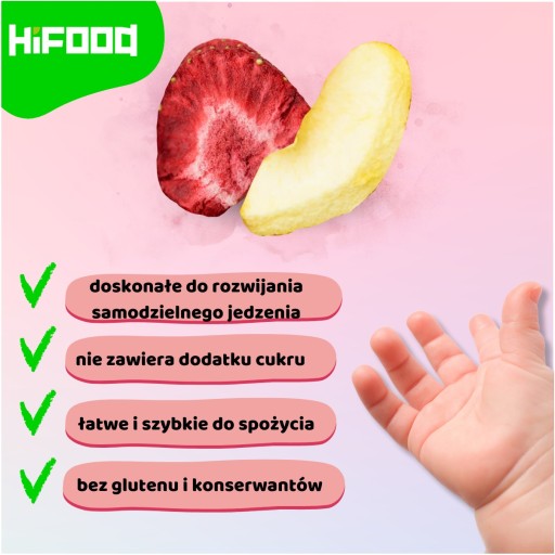 OVOCNÉ CHIPS Broskyňa - Jahoda 40g HiFOOD ZDRAVÁ SNACK 12m+
