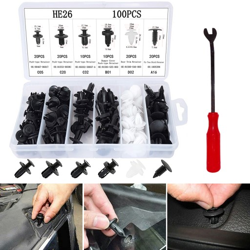 Spony Pins Sponky Sťahovák autopoťahov SET Sada 103 ks