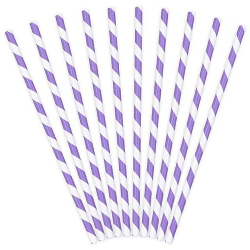 STRIPED papierové slamky, orgován, 10 ks