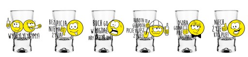 POHÁRKY 25ml Humor FUNNY Smajlíci na vodku 6 ks