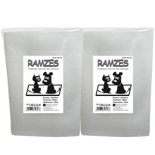 RAMZES Absorpčné hygienické podložky 60x60cm 25ks podložky pre šteniatka 500ml