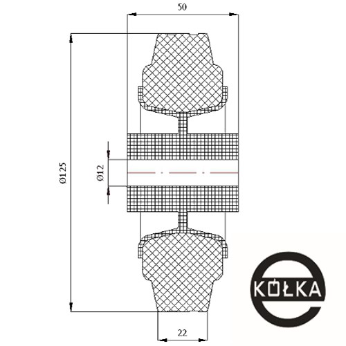 Kruh, krúžok fi. 125 mm, plast a guma, s klzným ložiskom.