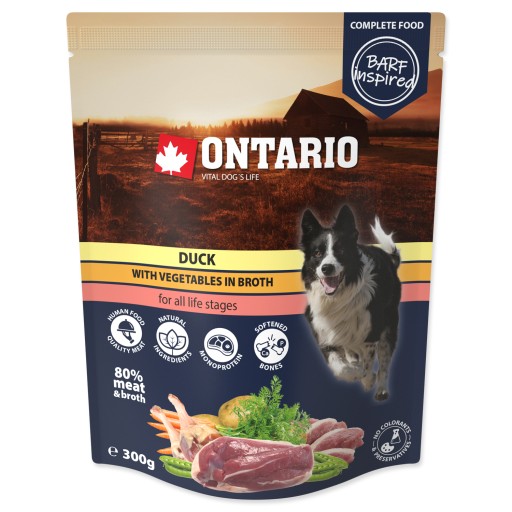 Ontario Monoproteínové vlhké krmivo pre psov vrecko kačica so zeleninou 300g