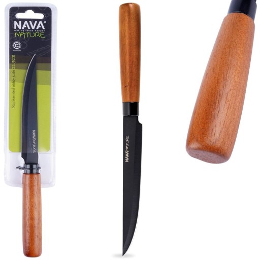KUCHYNSKÝ nôž, čierna oceľ, univerzálny stredný vykrajovací nôž NATURE, 22,5 cm