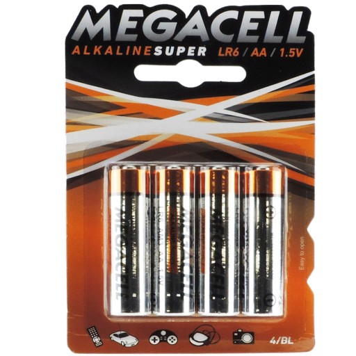 AA ALKALICKÉ BATÉRIE 4 KS MEGACELL LR6 TYČE