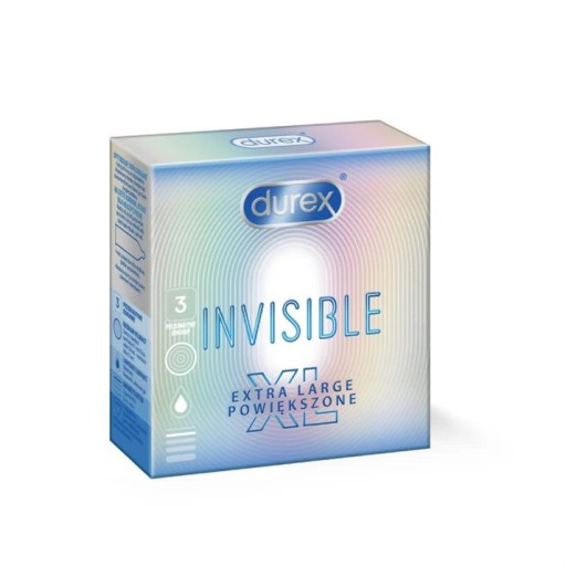 DUREX Invisible XL zväčšené KONDÓMY 3 ks
