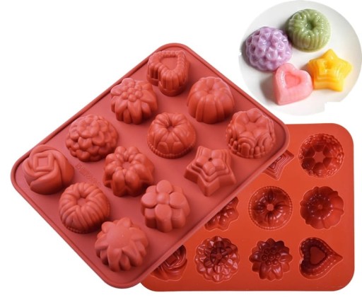 Silikónová forma na muffiny, cupcaky, zákusky, rôzne prevedenia, 12GN